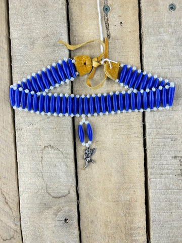 Beaded Blue White Choker Necklace