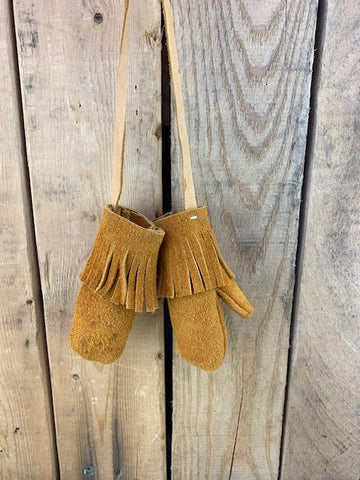 Commercial Hide Fringed Mittens Decoration