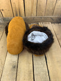 Fake Hide Beaver Fur Beaded Bear Paw Moccasin Slippers