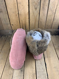 Moosehide Rabbit Fur Pink Beaded Mukluk Slippers